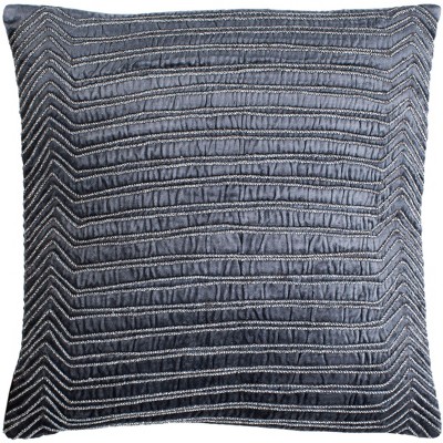 Pristine Double Stripe Pillow - Dark Blue - 18" x 18" - Safavieh