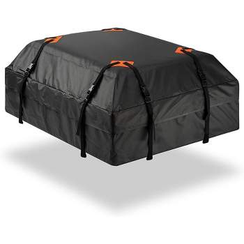 Zone Tech Classic Black 15 Cubic Feet Premium Quality Universal Waterproof Fold-able Leak Proof Traveling Roof Top Car Bag