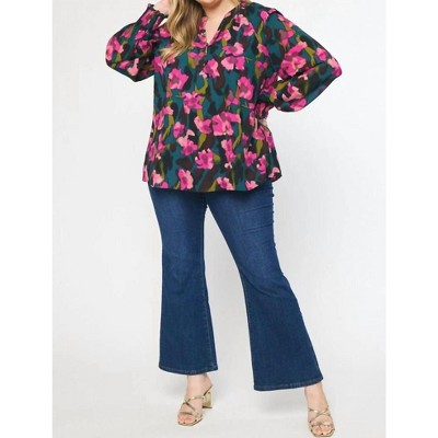 Women's Floral Print Top - PLUS - entro