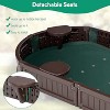 Costzon Kids Sandbox with Cover, HDPE Sand Pit with Built-in Seating & Liner, Outdoor Play for Backyard, Garden, Beach, Ages 3+ (Elliptical) - 3 of 4