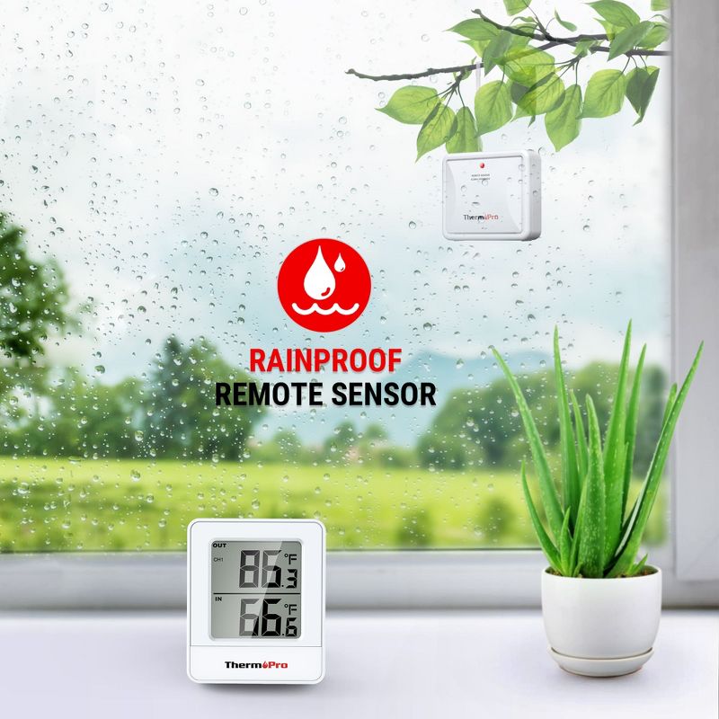ThermoPro TP200BW Wireless Indoor Outdoor Thermometer with Temperature Sensor Up to 500FT, Outdoor Thermometers, 2 of 9