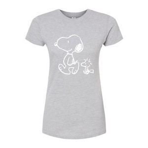 Women's - Peanuts - I'll Follow You Snoopy & Woodstock Juniors Fitted Graphic T-Shirt - 1 of 3