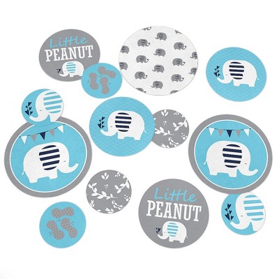 Big Dot of Happiness Blue Elephant - Boy Baby Shower Giant Circle Confetti - Birthday Party Decorations - Large Confetti 27 Count