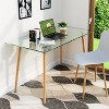 Tangkula 51” Glass Dining Table Modern Rectangular Table w/ Spacious Tempered Glass Tabletop & Wood Grain Metal Legs - 3 of 4