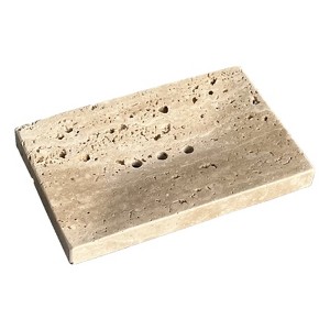 Aoibox Natural Smooth Real Marble Soap Dish with Draining Holes, Facial Sponge Holder, Bathroom Makeup Sponge Tray in Beige Travertine - 1 of 4