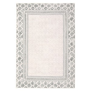Indoor Geometric Bordered Large Rugs, Soft Non Slip Washable Carpet for Bedroom Living Room, Low Pile Home Decor Mat - 1 of 4