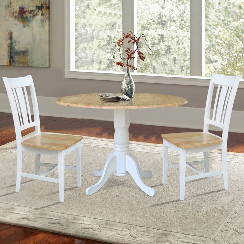 42&#34; Drop Leaf Dining Table Set with 2 San Remo Splat Back Chairs White/Natural - International Concepts, 6 of 11