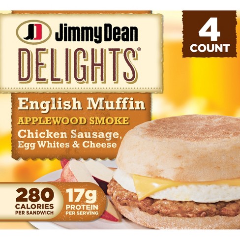 Jimmy Dean Delights Chicken Sausage, Egg Whites, & Cheese Frozen English Muffin - 4ct - image 1 of 4