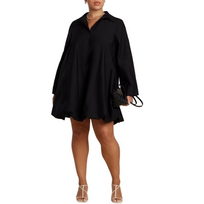 ELOQUII Bubble Hem Mini Shirt Dress
