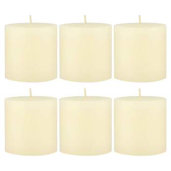 6pk Unscented Flat top Smooth Pillar Candles Ivory - Stonebriar Collection