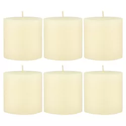 3"x3" 6pk Unscented Flat top Smooth Pillar Candles Ivory - Stonebriar Collection