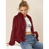 Allegra K Women's Cropped Notch Lapel Open Front Faux Fur Fluffy Coat - 3 of 4