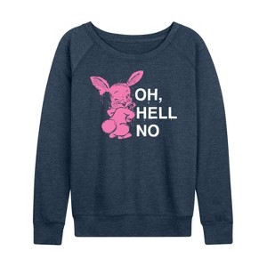 Women's - Instant Message - Punk Rabbit Oh Hell No Lightweight French Terry Wide Neck Long Sleeve Shirt - 1 of 4