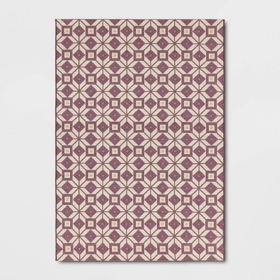 7'x10' Geometric Tiles Outdoor Area Rug Purple - Threshold™