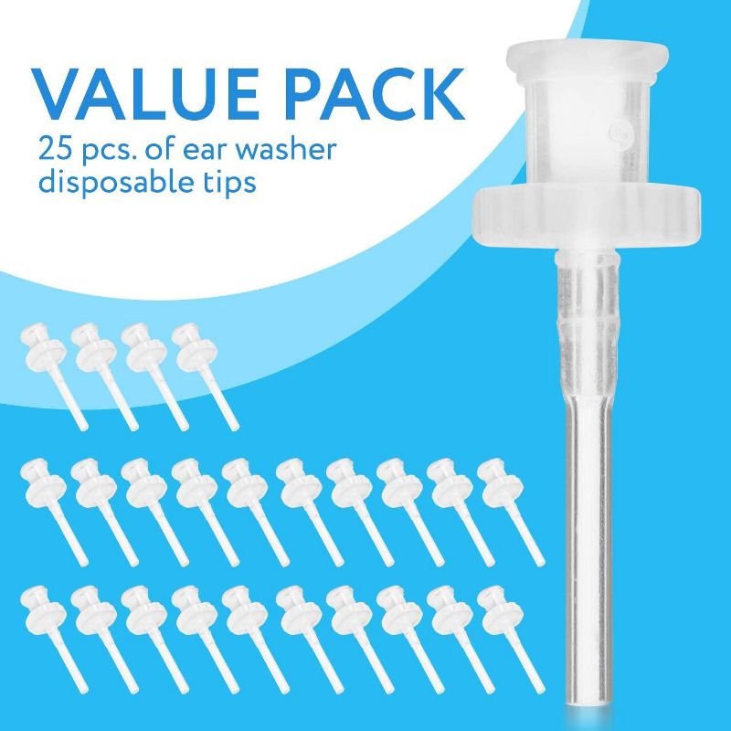 Impresa 25 Pk Ear Washer Disposable Tips/Replacement Ear Wash Tubes Compatible w/ Doctor Easy(TM) Elephant & Rhino Ear Washers/Ear Wash/Wax-RxSystems, 5 of 8