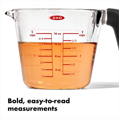 Clear 2-Cup Angled Plastic Measuring Cup with Black Handle