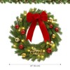 24 In Christmas Wreath,Pre-Lit LED Lights Christmas Decor with Red Bow & Balls, Artificial Pine Greenery Wreath for Home Fireplace Wall Window - 3 of 4