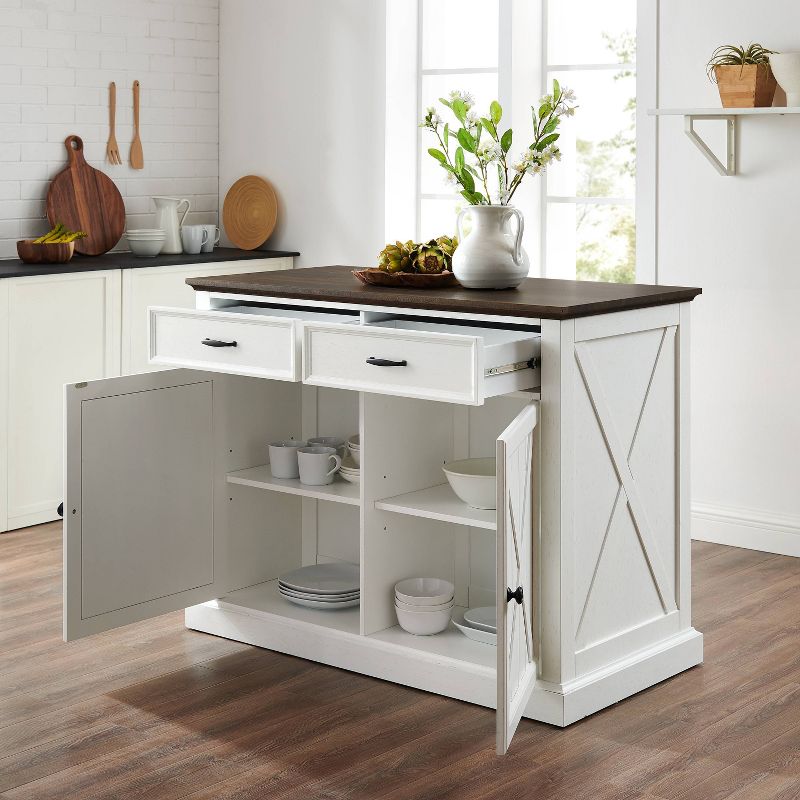 Clifton Kitchen Island Distressed White/Brown - Crosley, 5 of 16