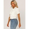 INSPIRE CHIC Women's Tweed Cropped Length Summer Short Sleeve Shirt with Tassel - 3 of 4