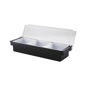 Aoibox Ice Cooled Condiment Serving Container with 3 Compartment Chilled Garnish Tray and Hinged Lid for Fresh Food Display - 1 of 4
