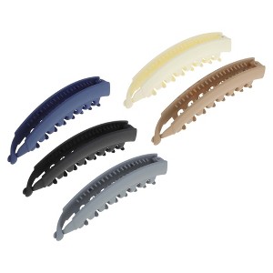 Unique Bargains Women's Fashion Banana Hair Clips 5PCS Gray Navy Blue Beige Khaki Black - 1 of 4