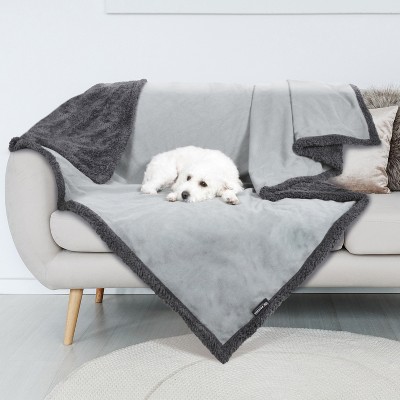 Light Gray and Dark Gray Reversible Fleece Sherpa Throw Blanket for Pets and Babies