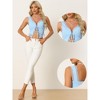 Allegra K Women's V Neck Solid Lace Trim Cami Tie Front Sleeveless Crop Tops - 2 of 4