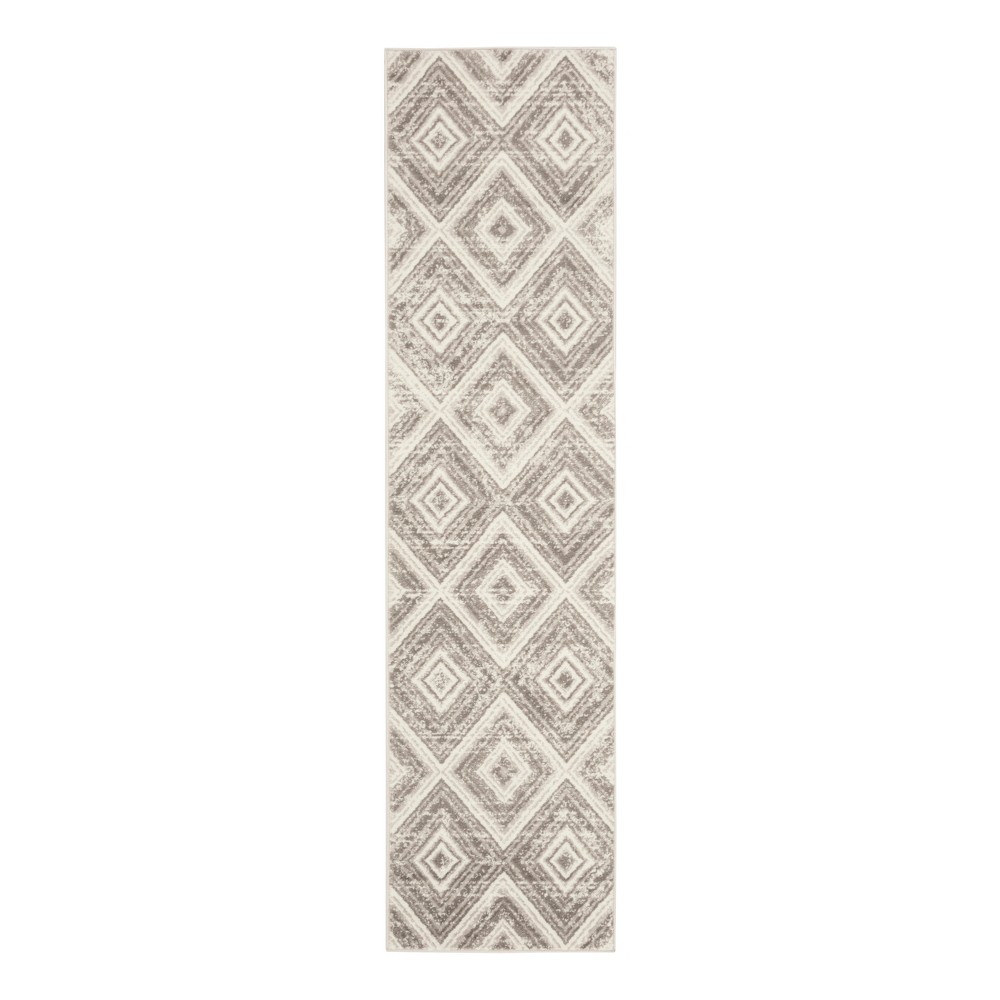 2'x8' Runner Gray/Ivory Geometric Loomed - Safavieh