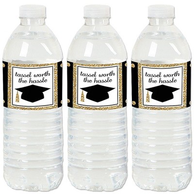 Big Dot of Happiness Gold - Tassel Worth The Hassle - Graduation Party Water Bottle Sticker Labels - Set of 20