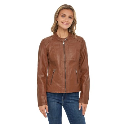 Sebby Women's Faux Leather Scuba Moto Biker Jacket - S.E.B. By SEBBY Luggage X-Large — фото 3