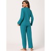 cheibear Women's Lounge Cute Cat Long Sleeve Tops with Pants Pajama Set - 4 of 4