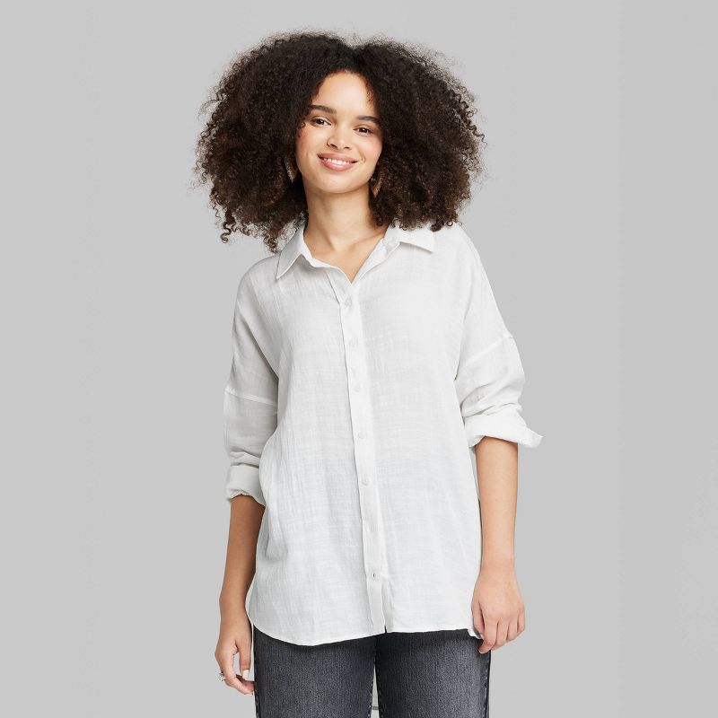 Women's Long Sleeve Oversized Button-Down Shirt - Wild Fable™, 3 of 12