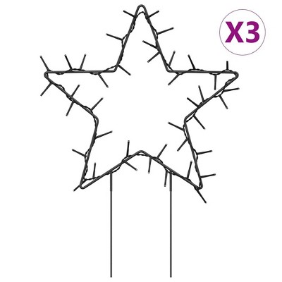 vidaXL Christmas Light Decorations with Spikes 3 pcs Star 50 LEDs 11.4"