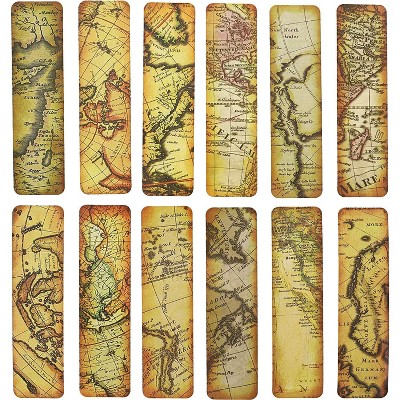 Juvale 48x Vintage World Map Bookmarks Page Marker Assorted Historic Globe Map Design, for Mens Kids Students Adults