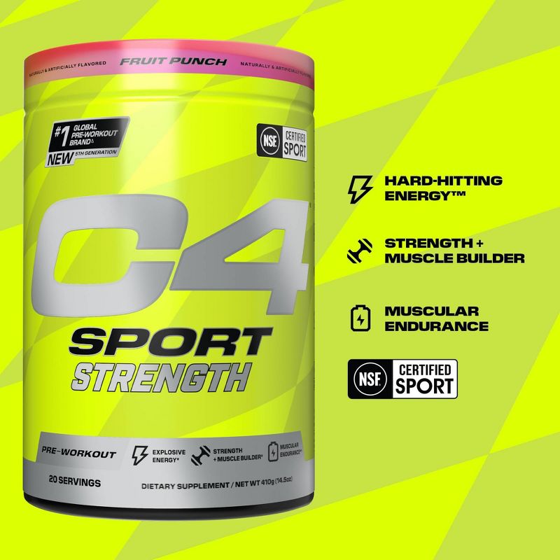 Cellucor C4 Sport Strength Pre-Workout - Fruit Punch - 14.5oz/20 Servings, 4 of 9