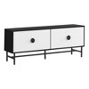Monarch Specialties Tv Stand 60 Inch Console Media Entertainment Center Storage Cabinet Black And White Laminate Black Metal Contemporary Modern - 2 of 4