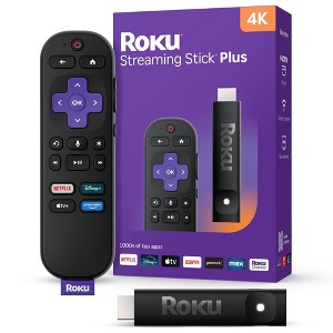 Roku Streaming Stick Plus 2025 4K and HDR Streaming Device with Voice Remote - Free and Live TV Access: Wi-Fi Connectivity, HDMI Compatibility - 1 of 4