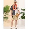 Lars Amadeus Men's Summer Polka Dots Short Sleeves Button Down Patchwork Shirt - 3 of 4