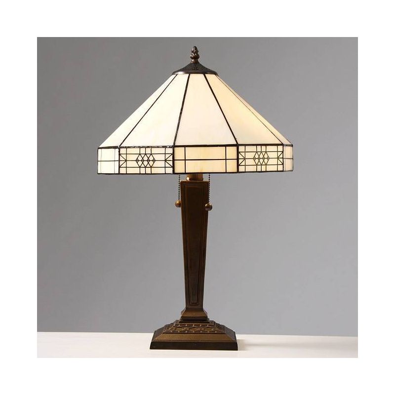 14&#34; x 14&#34; x 21&#34; Mission Style Table Lamp White/Brown - Warehouse of Tiffany, 4 of 5