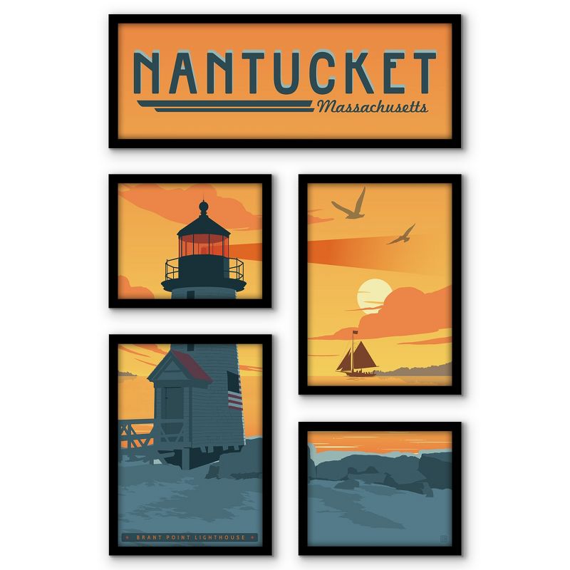 Americanflat Nantucket 5 Piece Grid Wall Art Room Decor Set - Vintage coastal Modern Home Decor Wall Prints, 1 of 6