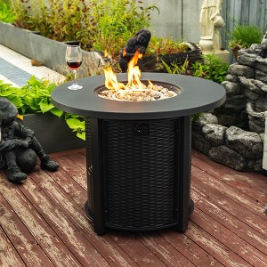 Moda Furnishings 32" Propane Gas Fire Pit Table, 50000 BTU Round Steel Fire Pit for Outside Patio Deck Garden Courtyard - Black - 1 of 4
