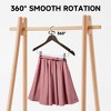BP4U 12 Pack Premium Wooden Suit Hangers with Adjustable Clips, Solid Wood Skirt & Pant Hangers with 360° Swivel Hook, Space-Saving Design - 3 of 4