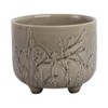 Ceramic Ceramic Planter with Textured Botanical Design, Footed Garden Pot for Home & Outdoor Decor - 5" Cream - 4 of 4