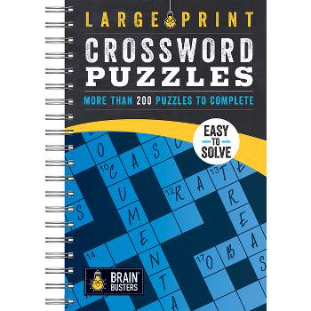 Large Print Crossword Puzzles Blue - (Brain Busters) by  Parragon Books (Spiral Bound)