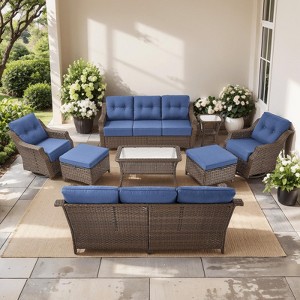 Gymojoy Outdoor Sofa Table with Swivel Chairs Gilder Chairs Patio Funiture Set - 1 of 4