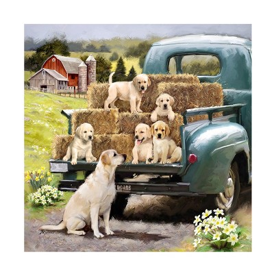 The Macneil Studio 'Green Truck Pups' Canvas Art