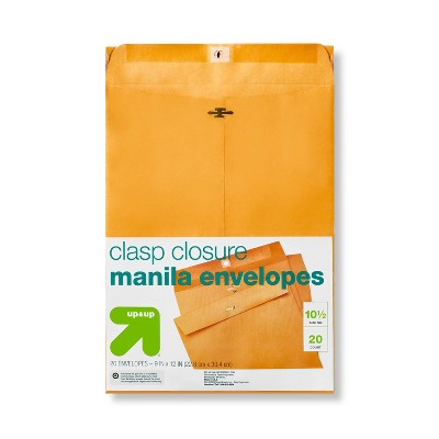 20ct 9" x 12" Clasp Closure Manila Envelopes - up&up™: Beige Paper, Mailing Packaging, Stationery, Office Supplies