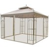 Resenkos Outdoor Garden Gazebo, Sunshade Gazebo Canopy,10' x 10' Patio Gazebo, Double Roof Outdoor Gazebo Canopy Shelter with Netting, Brown - 3 of 4