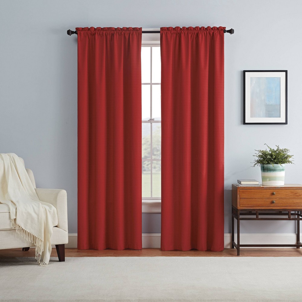 42"x63" Blackout Braxton Thermaback Window Curtain Panel Red - Eclipse