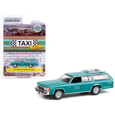 1991 Ford LTD Crown Victoria Wagon Taxi Teal w/ White Stripes "Rosarito, Baja California" Mexico 1/64 Diecast Car by Greenlight